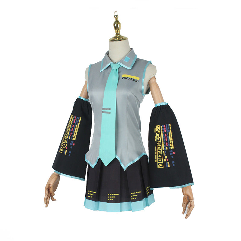 Hatsune Miku Cosplay Costume with Dress, Sleeves, Tie, and Hair Accessories
