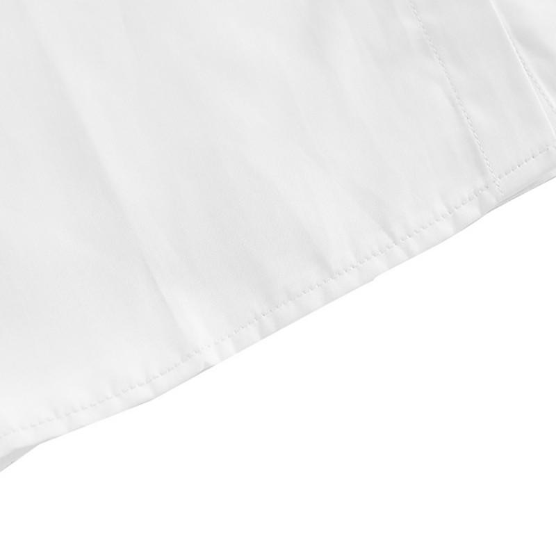 Girls Peter Pan Collar Long Sleeve School Shirt - Classic Uniform Top in White and Light Blue