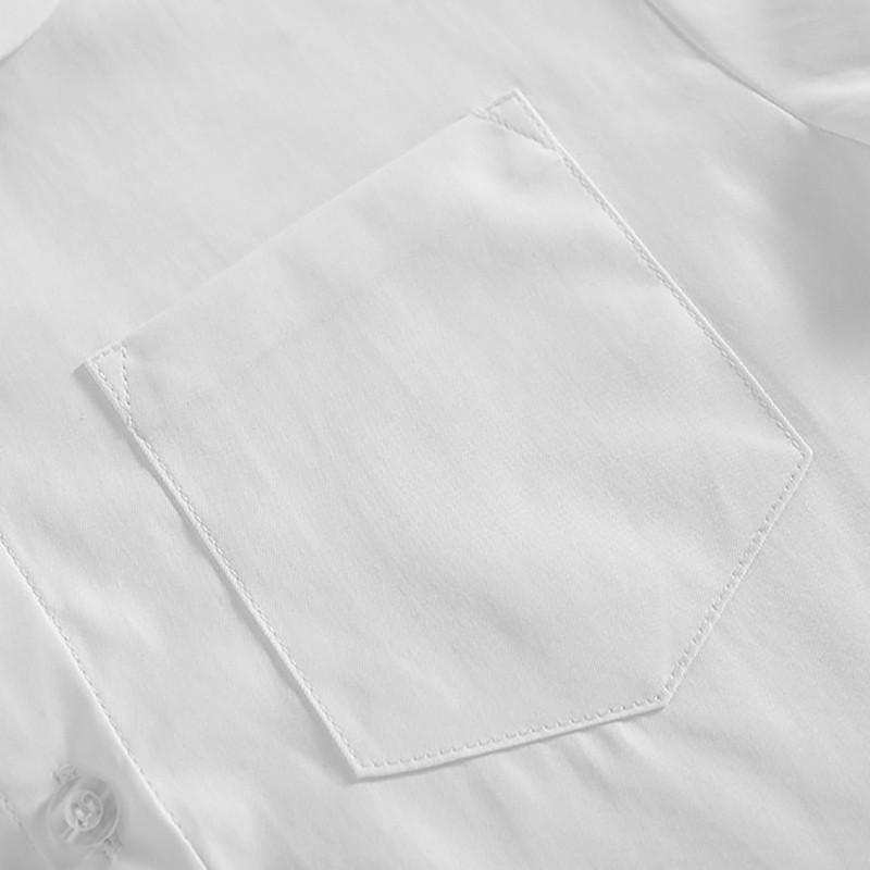 Girls Peter Pan Collar Long Sleeve School Shirt - Classic Uniform Top in White and Light Blue