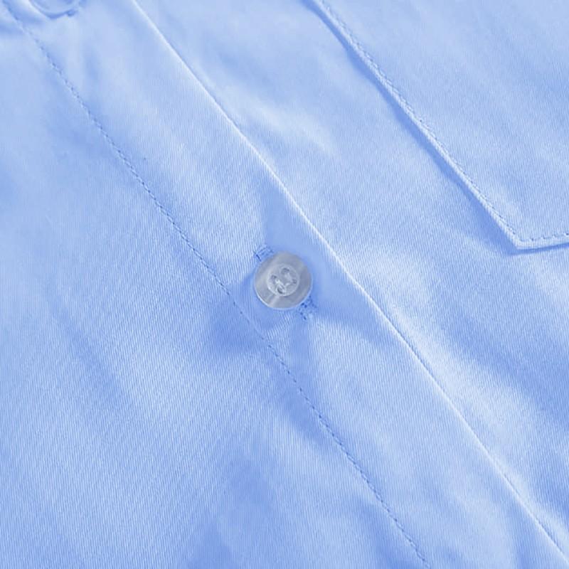 Girls Peter Pan Collar Long Sleeve School Shirt - Classic Uniform Top in White and Light Blue