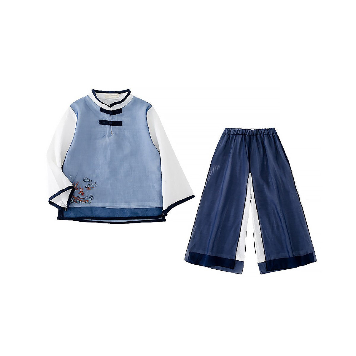 Boys Chinese Outfit with embroidered Hanfu traditional clothing