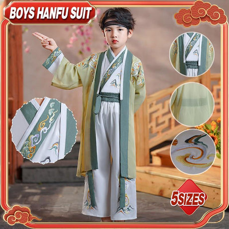 Traditional Boys' Hanfu Suit with Embroidery
