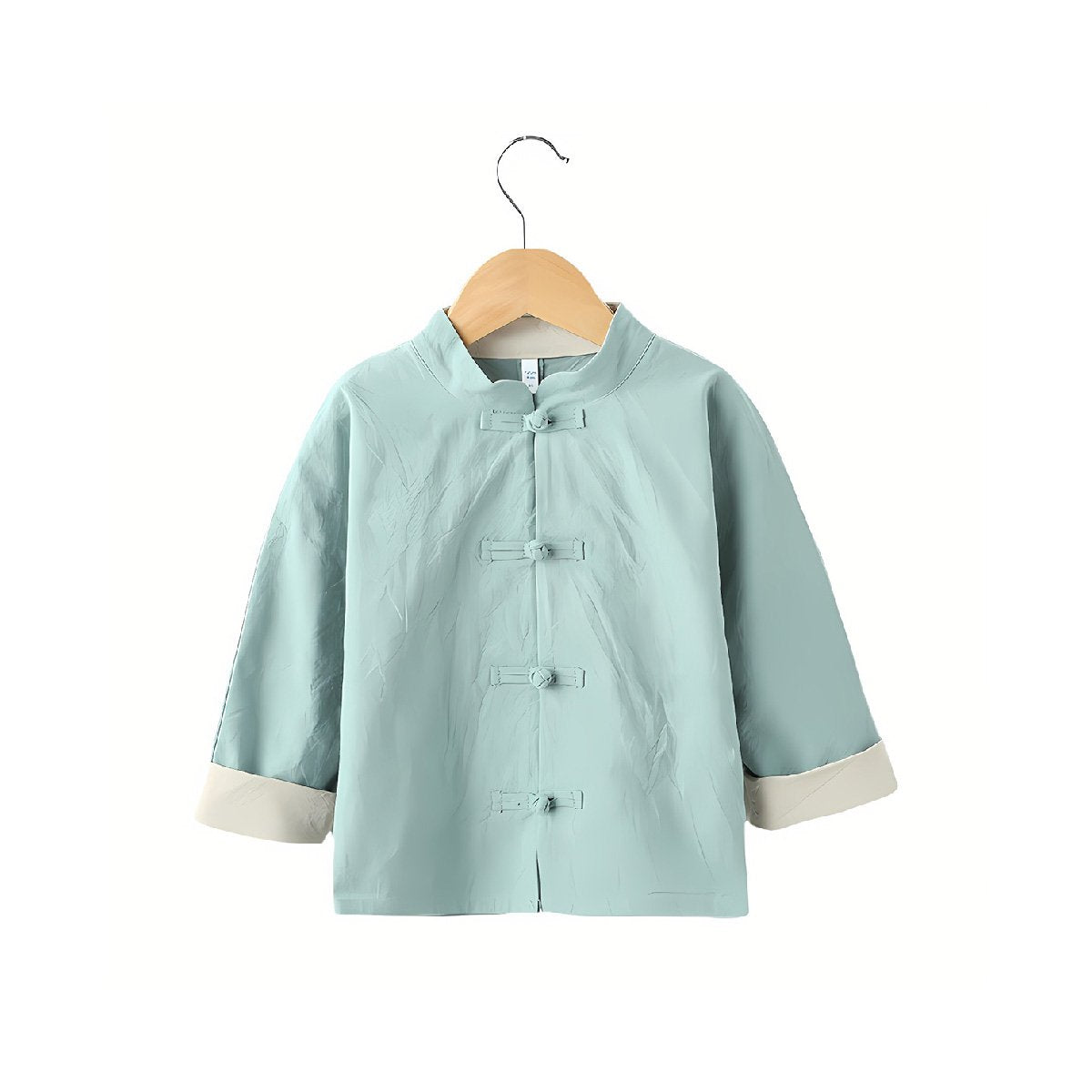 Boys' Tang suit top in green/red - traditional Hanfu design