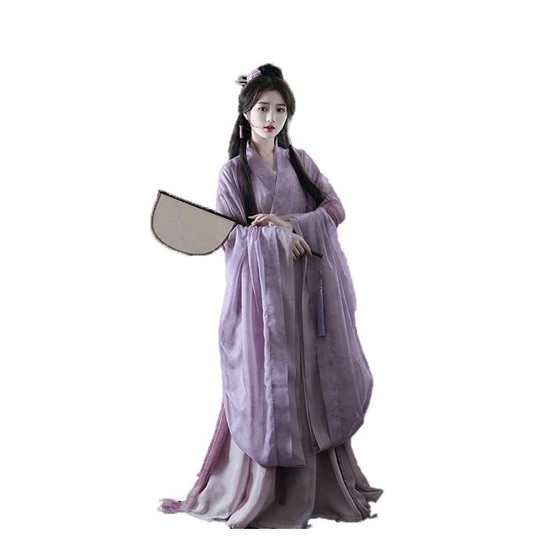 Elegant Lavender Chinese Hanfu dress inspired by traditional Chinese fashion