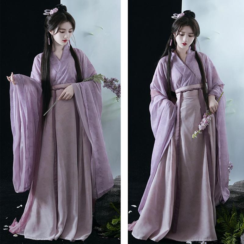 Elegant Lavender Chinese Hanfu dress inspired by traditional Chinese fashion