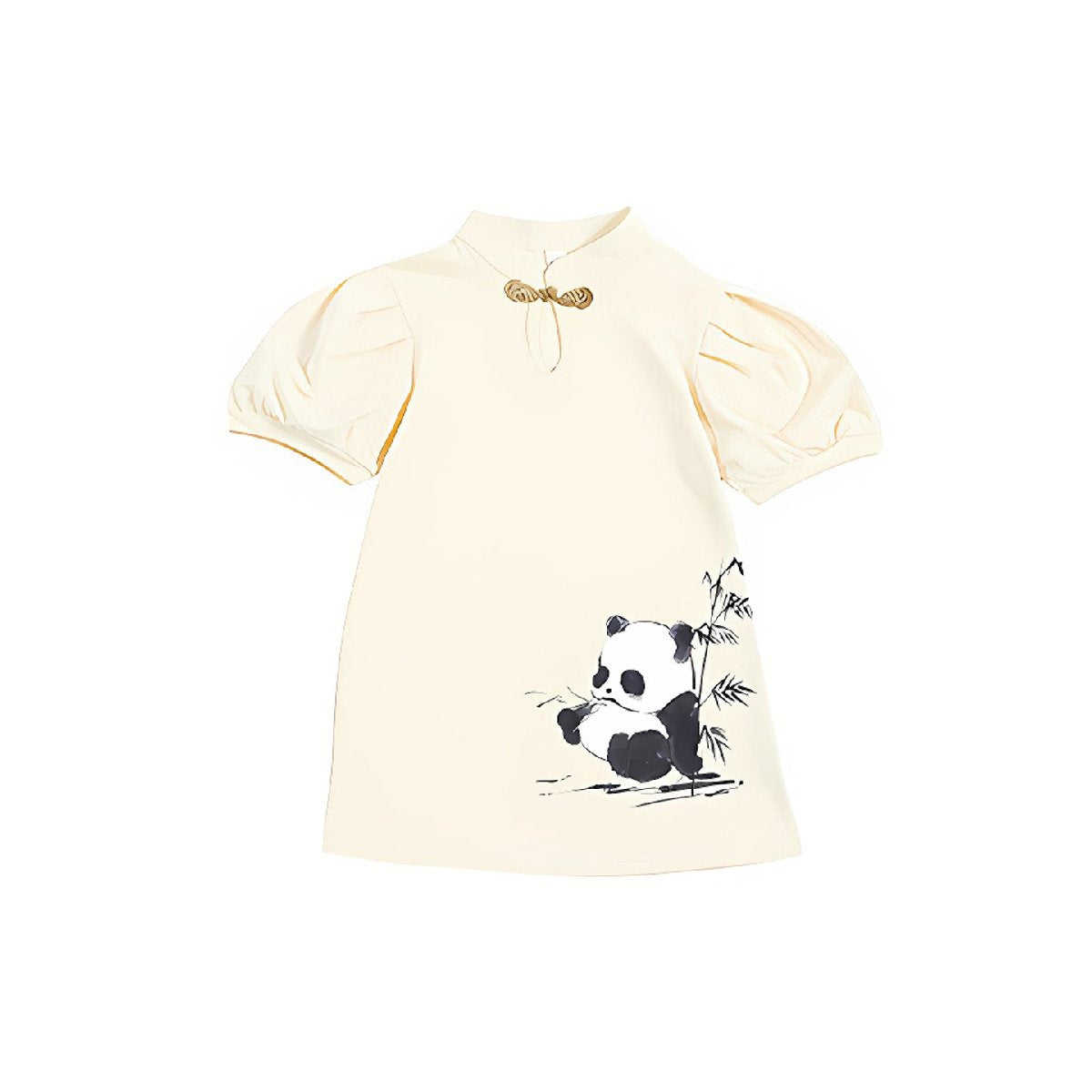 Girls Animal Print Dress with panda design traditional Chinese outfit