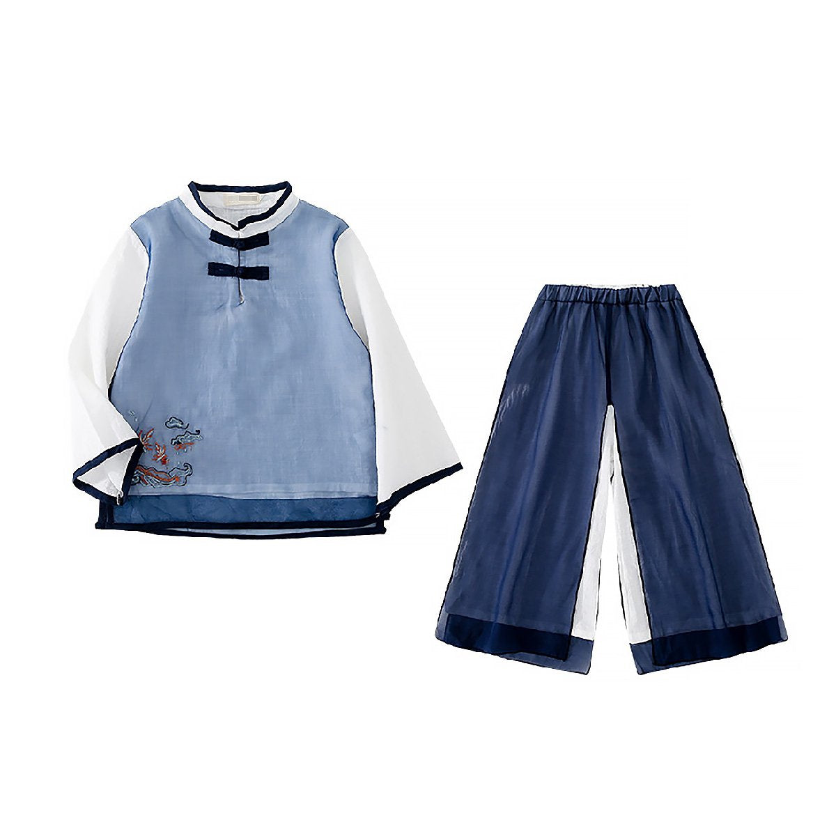 Boys Chinese Outfit with embroidered Hanfu traditional clothing