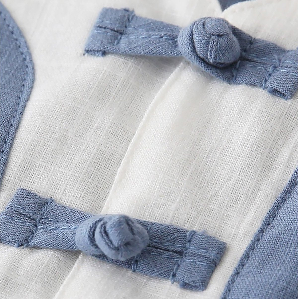 Boys' short-sleeved Hanfu top - traditional Chinese attire with embroidery in blue and light green