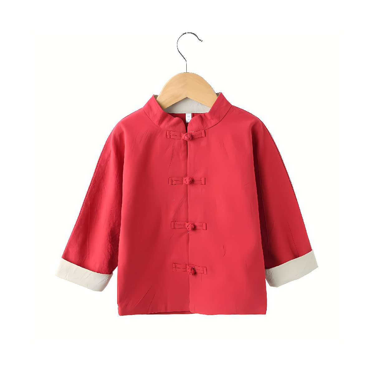 Boys' Tang suit top in green/red - traditional Hanfu design