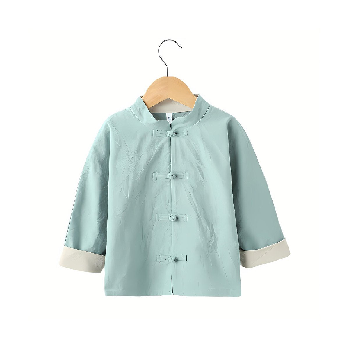 Boys' Tang suit top in green/red - traditional Hanfu design