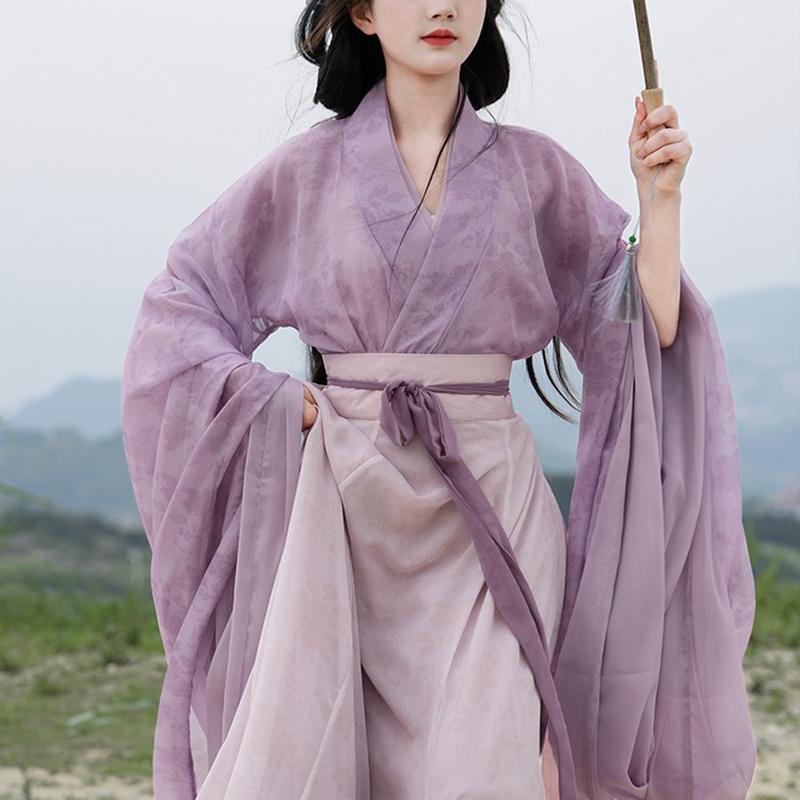 Elegant Lavender Chinese Hanfu dress inspired by traditional Chinese fashion