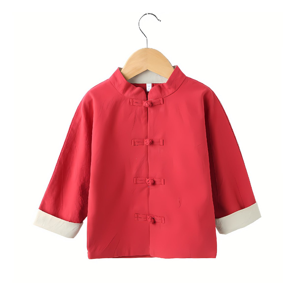 Boys' Tang suit top in green/red - traditional Hanfu design