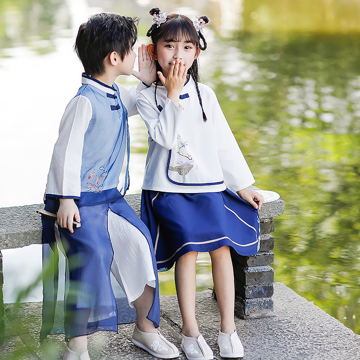 Boys Chinese Outfit with embroidered Hanfu traditional clothing