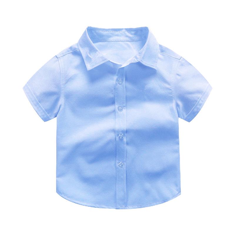 Boys' Premium Short Sleeve Blue Dress Shirt