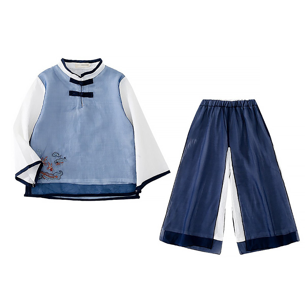 Boys Chinese Outfit with embroidered Hanfu traditional clothing