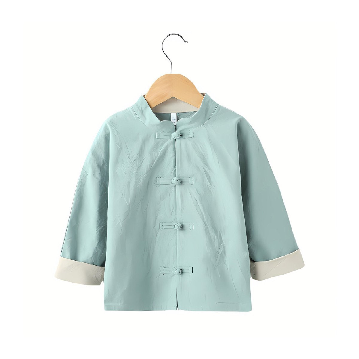 Boys' Tang suit top in green/red - traditional Hanfu design