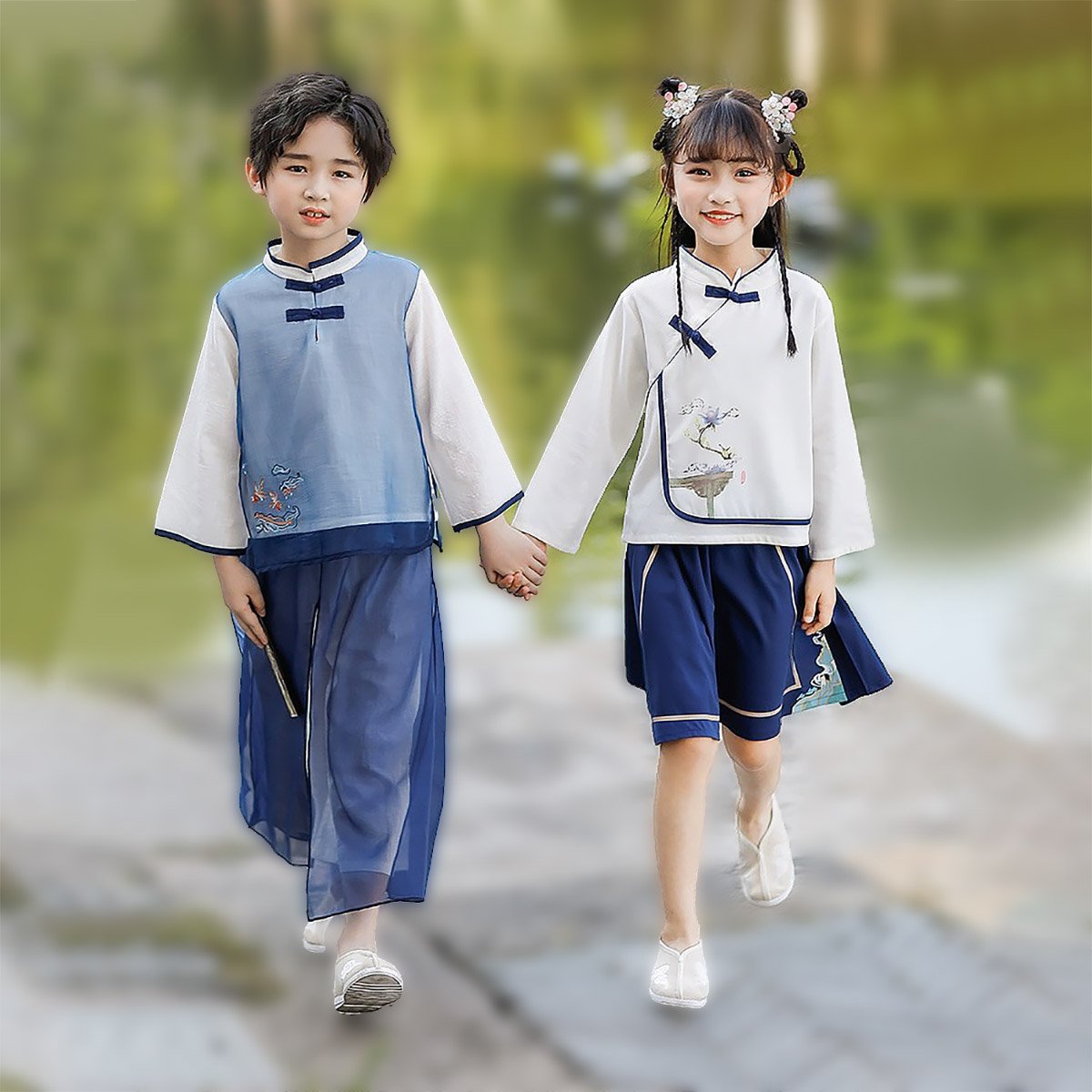 Boys Chinese Outfit with embroidered Hanfu traditional clothing