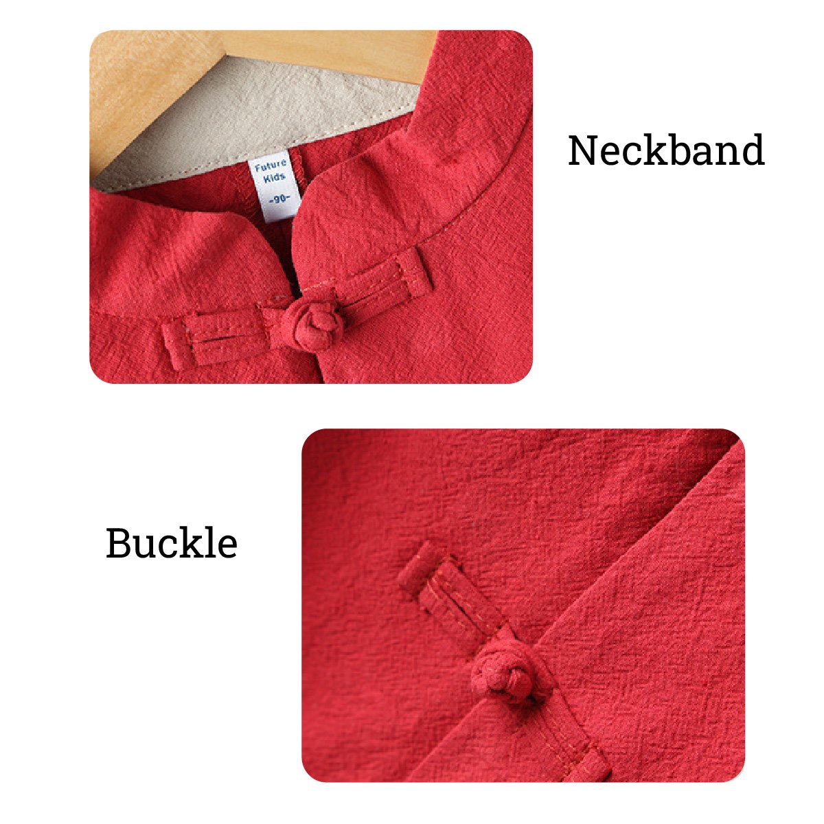 Boys' Tang suit top in green/red - traditional Hanfu design