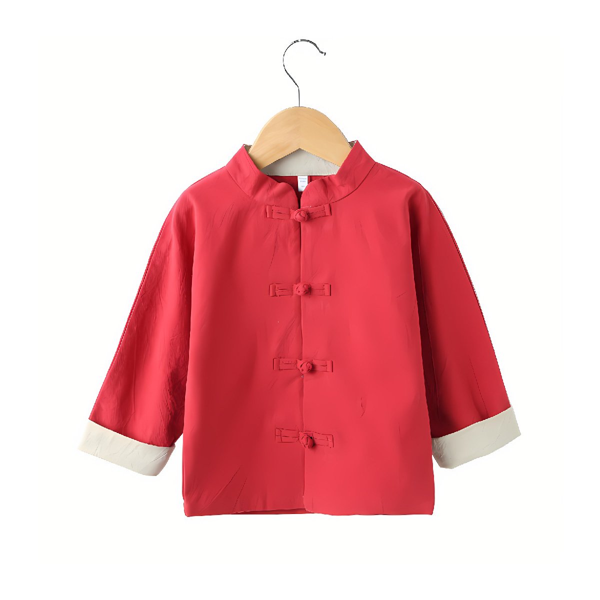 Boys' Tang suit top in green/red - traditional Hanfu design