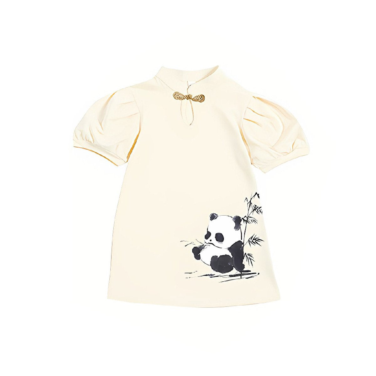 Girls Animal Print Dress with panda design traditional Chinese outfit