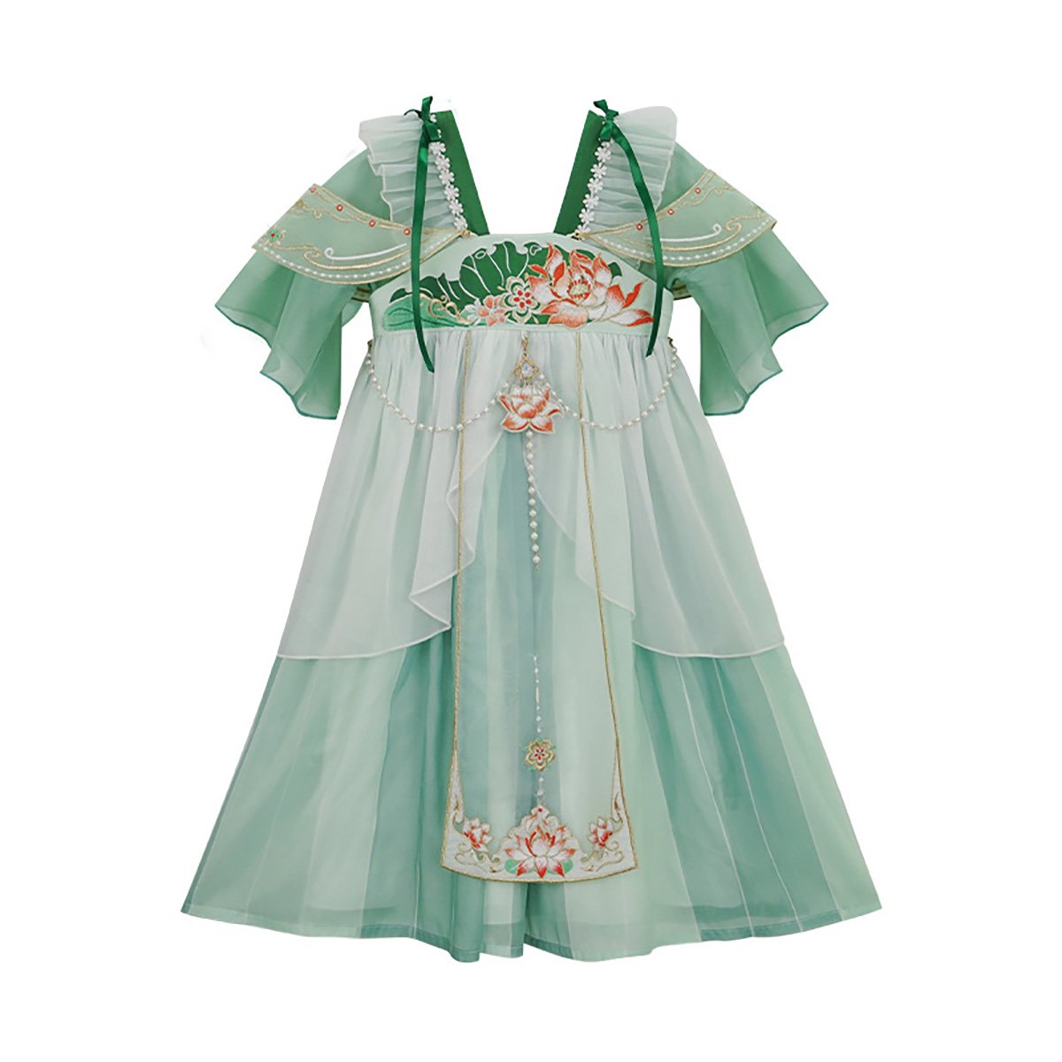 Girls Green Hanfu Dress Traditional Chinese Princess Costume