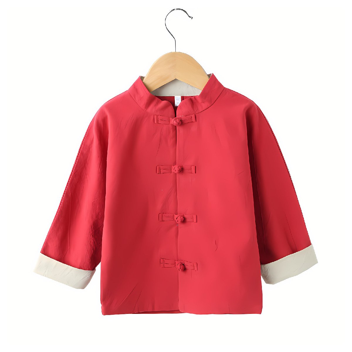 Boys' Tang suit top in green/red - traditional Hanfu design
