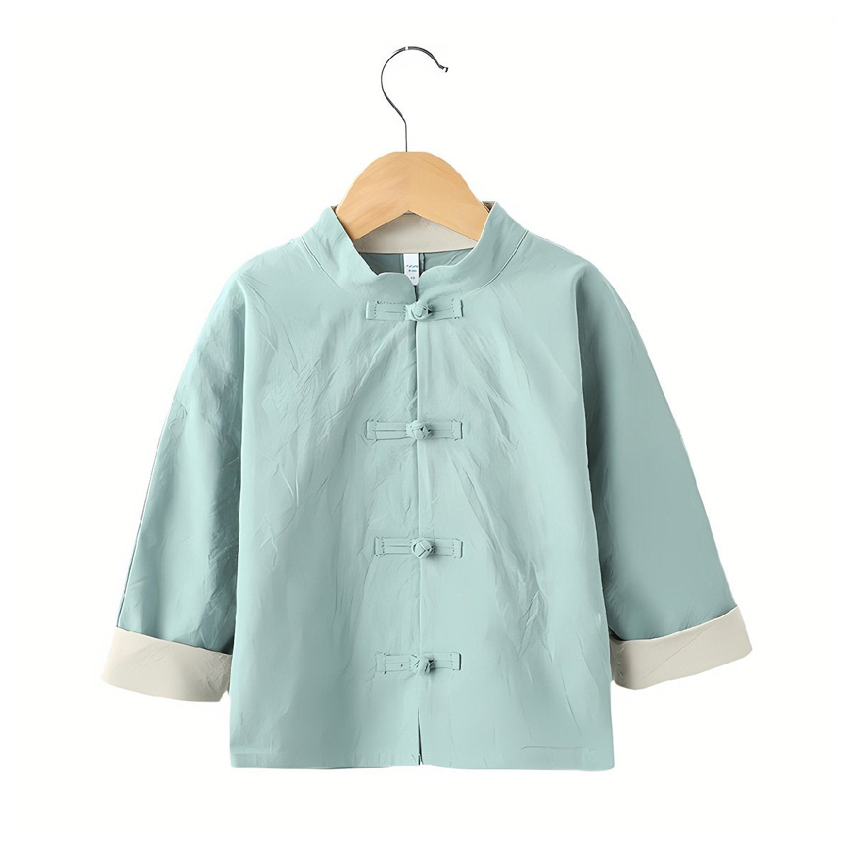 Boys' Tang suit top in green/red - traditional Hanfu design
