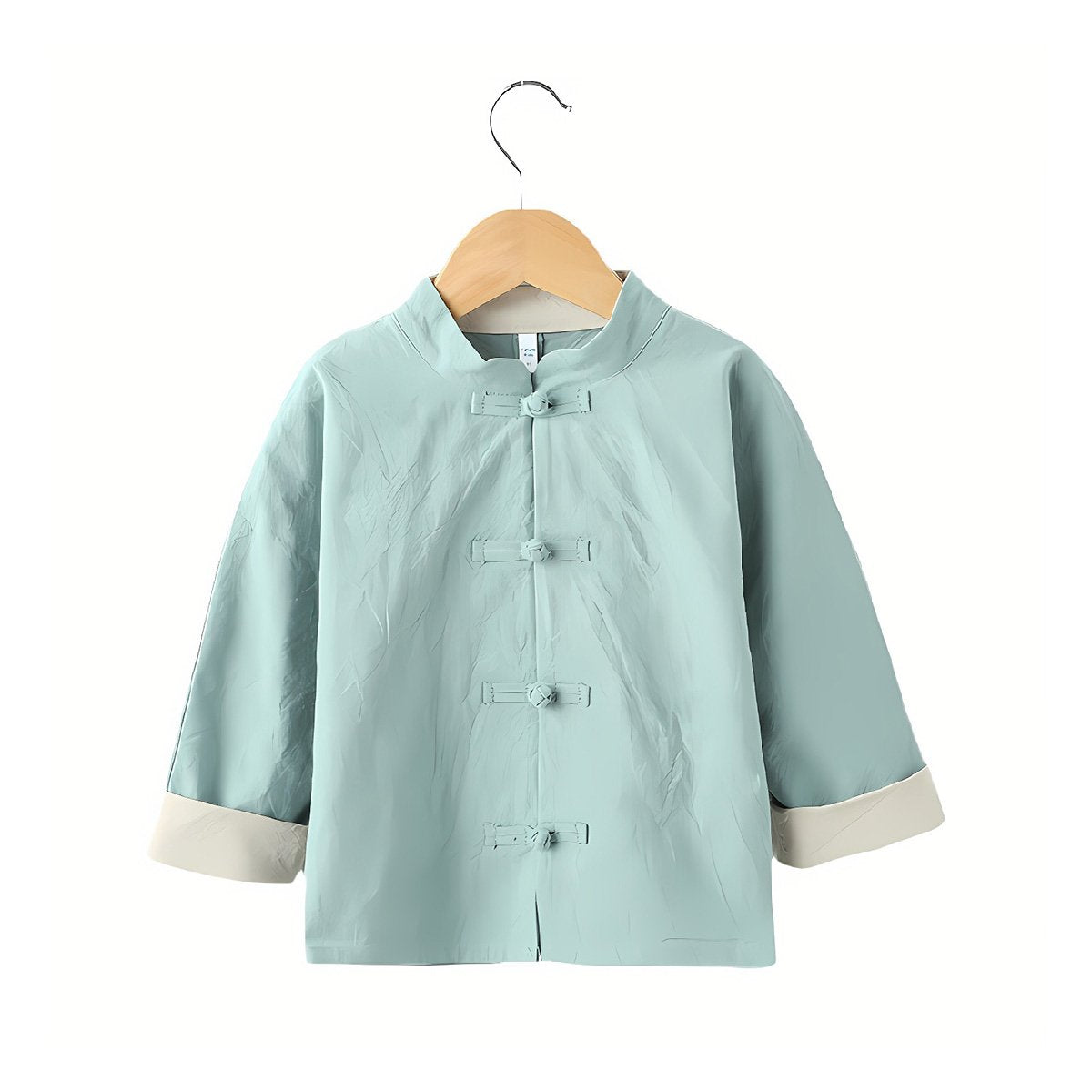 Boys' Tang suit top in green/red - traditional Hanfu design