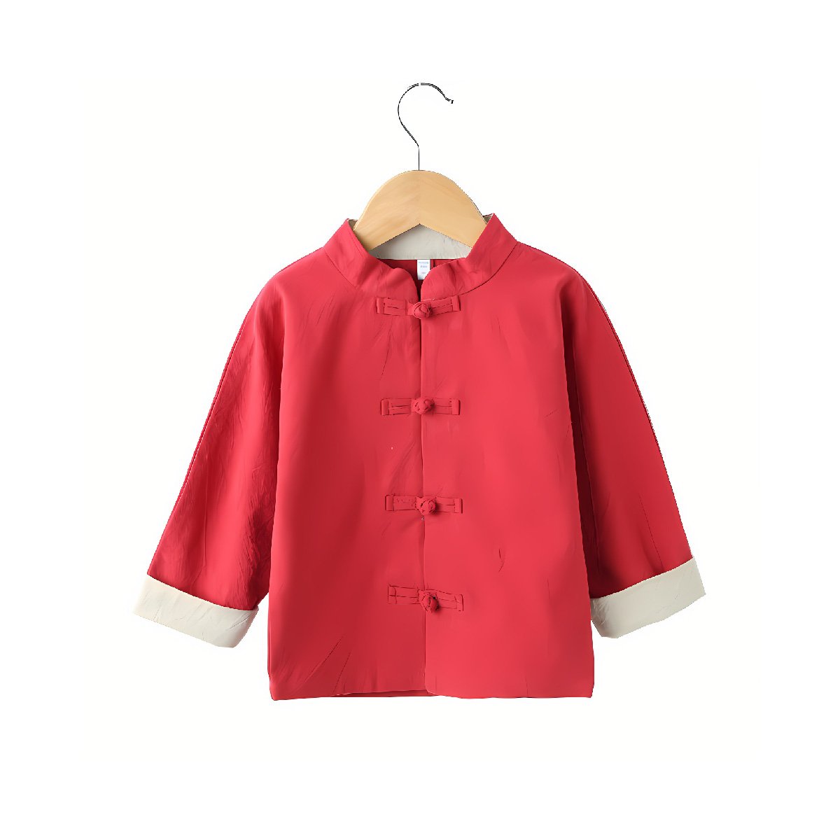 Boys' Tang suit top in green/red - traditional Hanfu design