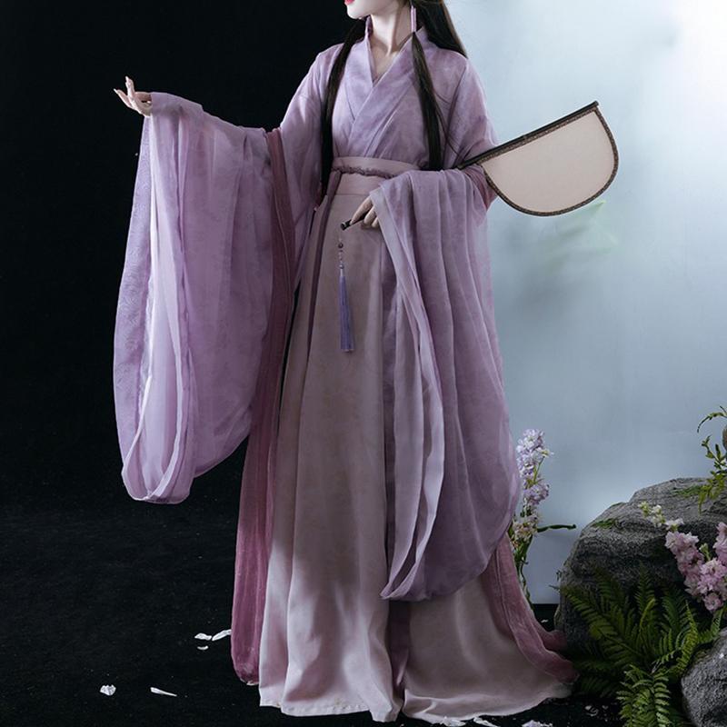 Elegant Lavender Chinese Hanfu dress inspired by traditional Chinese fashion