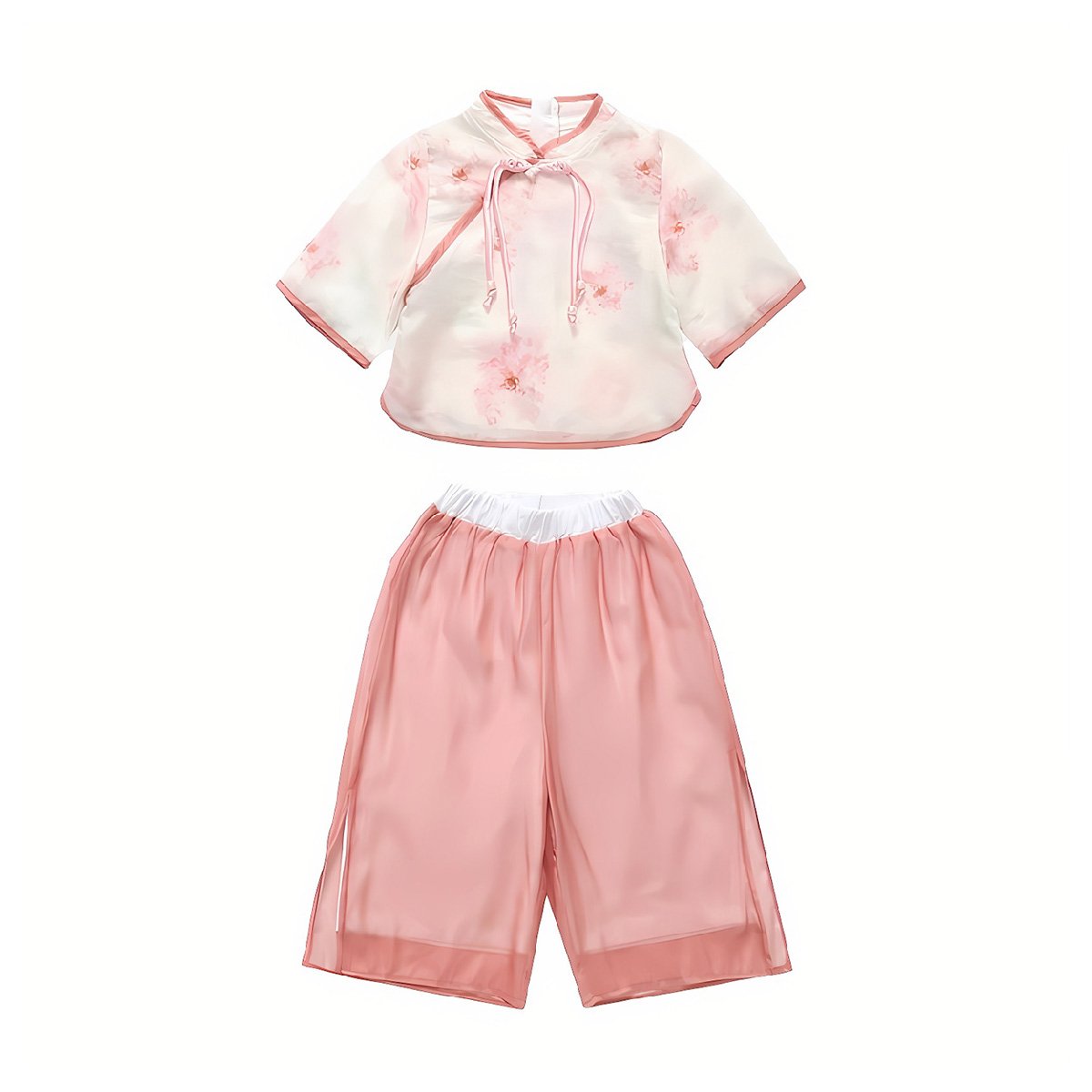 Girls Hanfu Two-Piece Set with embroidered traditional Chinese fashion