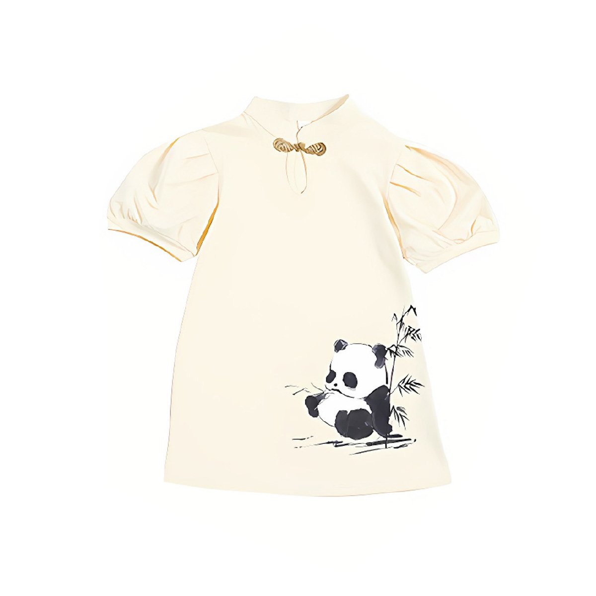Girls Animal Print Dress with panda design traditional Chinese outfit
