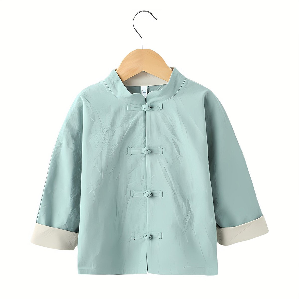 Boys' Tang suit top in green/red - traditional Hanfu design