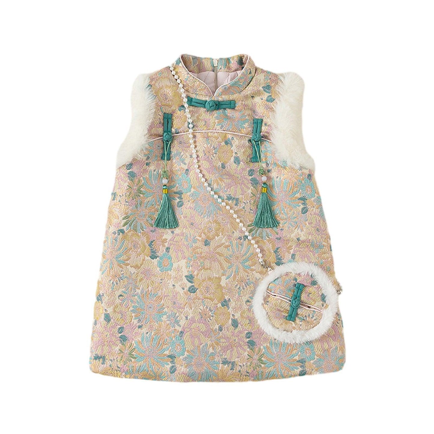 Children's Dress With Buckle And Flush Design National Style