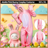 Adults Pink Bunny Fluffy Onesie Cosplay Costume