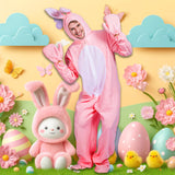 Adults Pink Bunny Fluffy Onesie Cosplay Costume