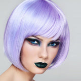 Womens Short Straight BOB Sleek Hair with bang Synthetic Cosplay Wig Wigs Party - Aimall