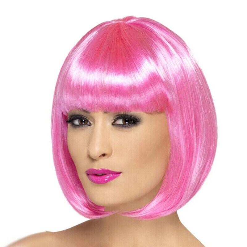 Womens Short Straight BOB Sleek Hair with bang Synthetic Cosplay Wig Wigs Party - Aimall