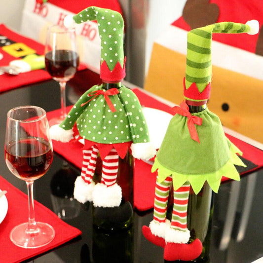 4X Christmas Bottle Covers Gift Holder Bags Dot Decoration Bag Red Wine Clothes - Aimall