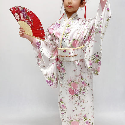 Traditional Japanese Girls' Blossom Kimono Dress Set