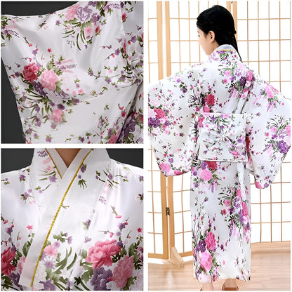 Traditional Japanese Girls' Blossom Kimono Dress Set