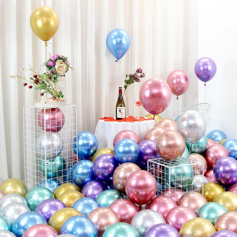 50x Thick 10"25cm Chrome Metallic Balloon Helium Birthday Wedding Party Balloons - Aimall