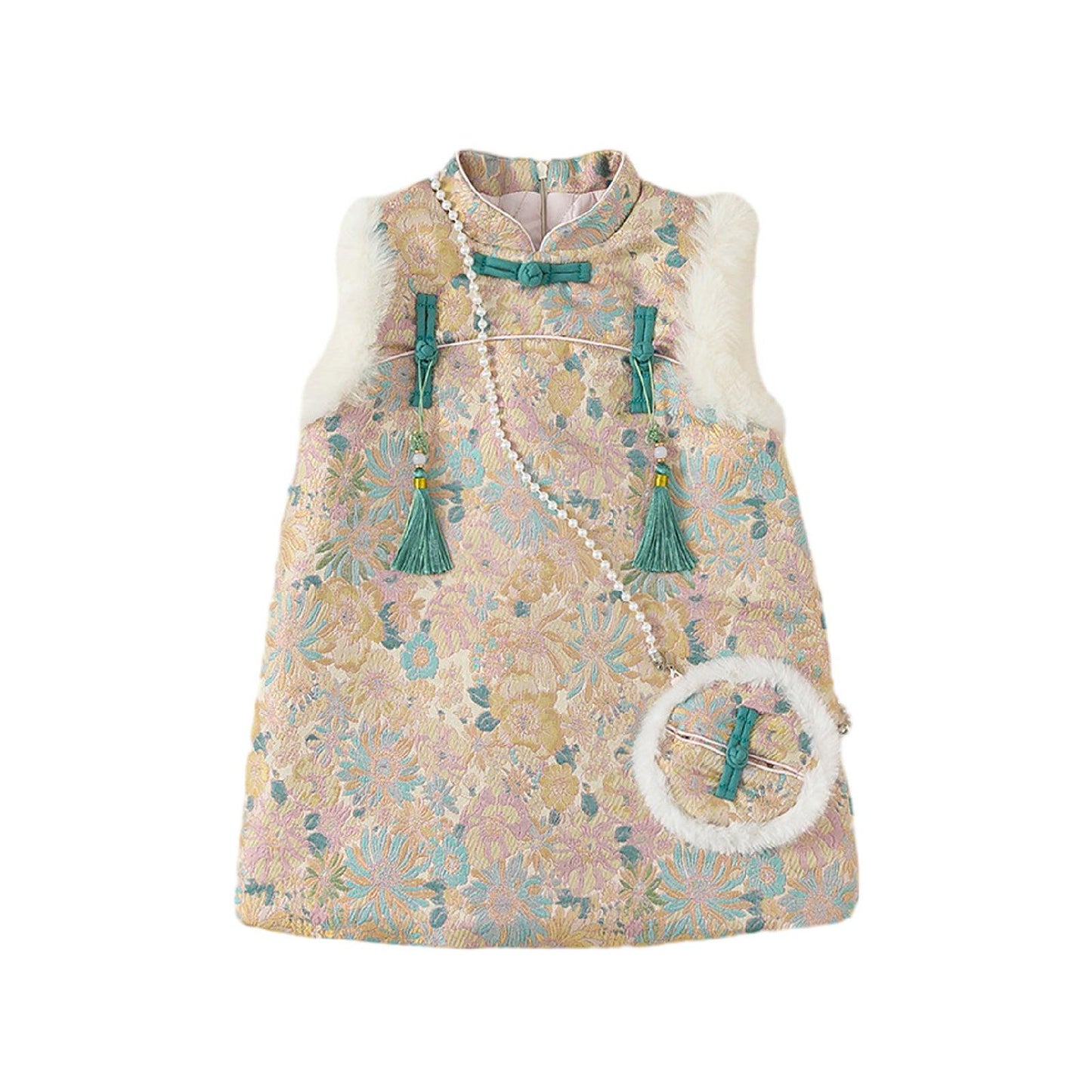 Children's Dress With Buckle And Flush Design National Style - Aimall