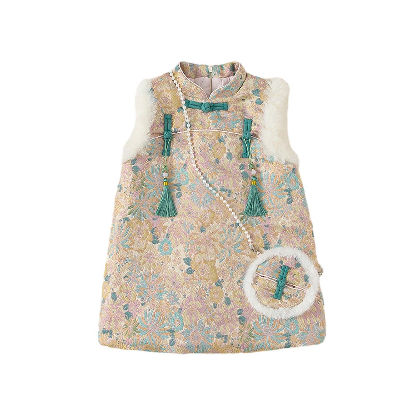 Children's Dress With Buckle And Flush Design National Style - Aimall