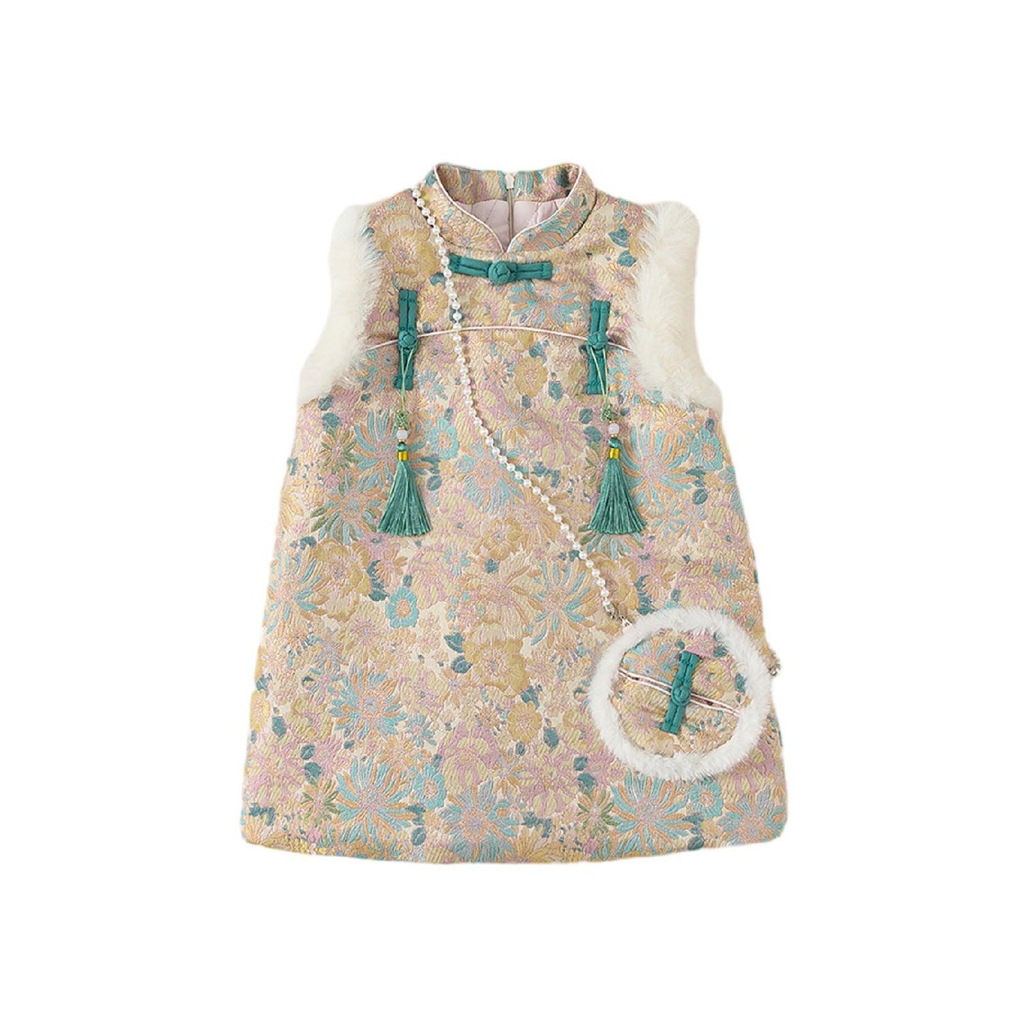 Children's Dress With Buckle And Flush Design National Style - Aimall