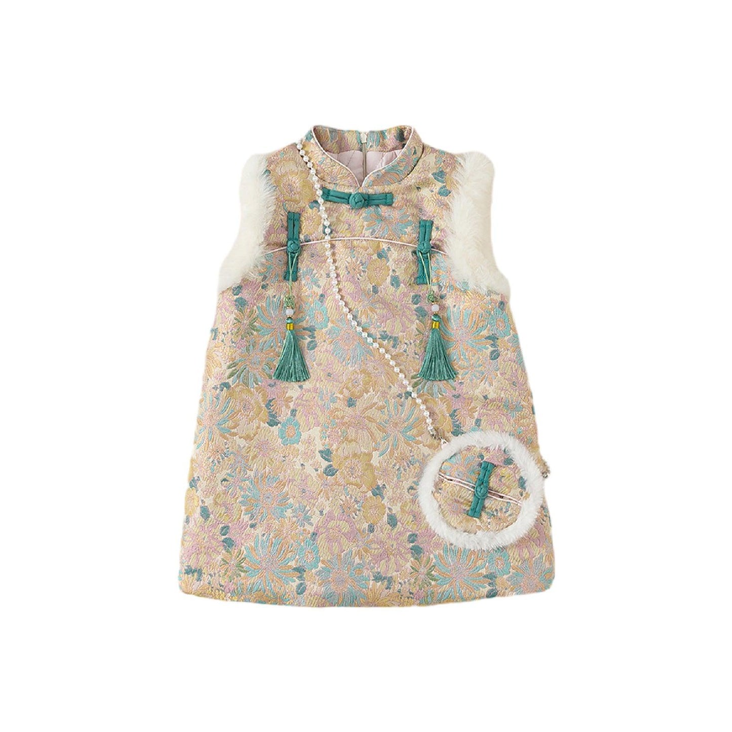 Children's Dress With Buckle And Flush Design National Style - Aimall