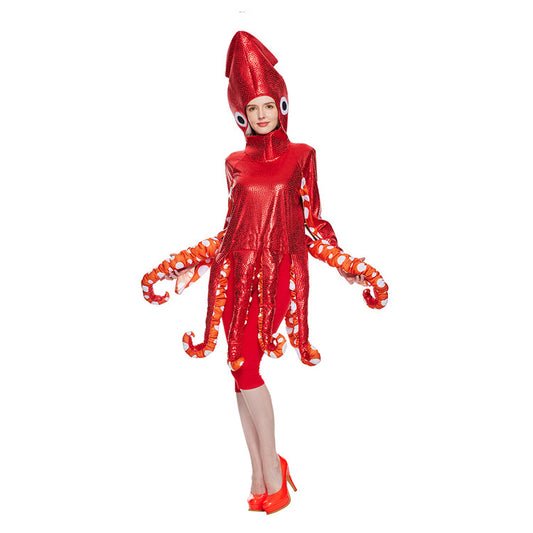 Adult's Red Squid Costume