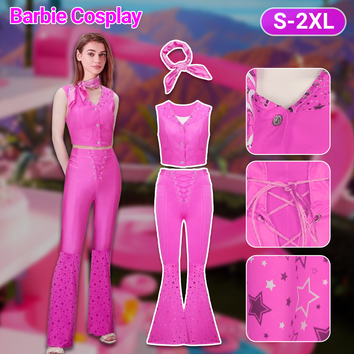 Barbie Movie Inspired Pink Flare Cosplay Outfit