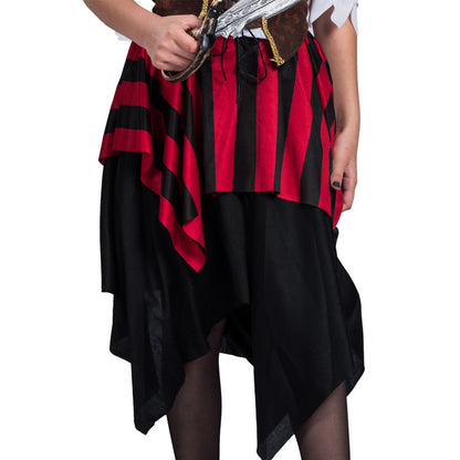 Girls' Pirate Cosplay Dress with Red Stripes & Corset