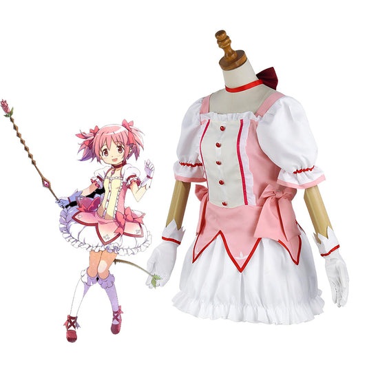 Madoka Magica Kaname Cosplay Costume Pink Dress